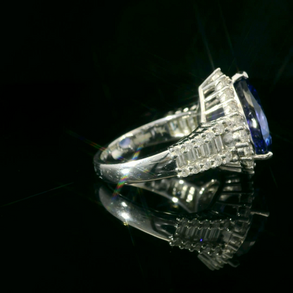 9卡水滴型坦桑石戒指/9ct Pear Tanzanite Diamond Ring
