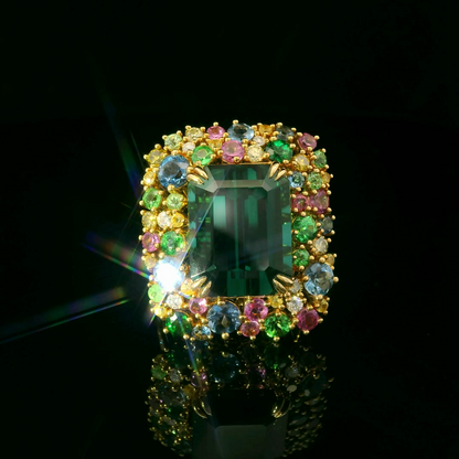 Exquisite Multicolored Gemstone Ring