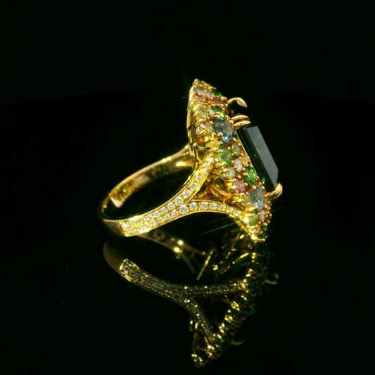 Exquisite Multicolored Gemstone Ring