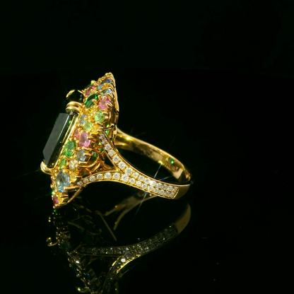 Exquisite Multicolored Gemstone Ring