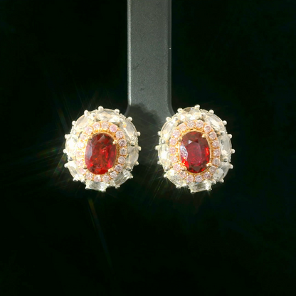18K金紅寶石耳環 / 18K White Gold Ruby & Diamond Earrings