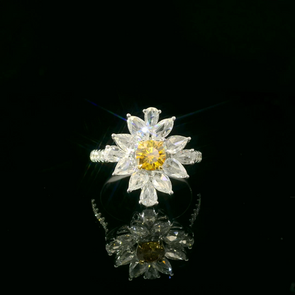 Exquisite Diamond Flower Ring