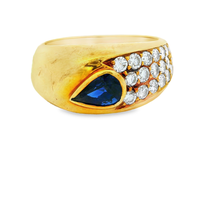 18K金藍寶石戒指 / 18K Yellow Gold Blue Sapphire & Diamond Ring