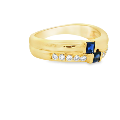 18K金藍寶石戒指 / 18K Yellow Gold Blue Sapphire & Diamond Ring