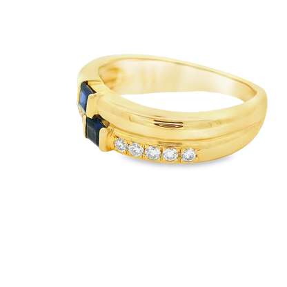 18K金藍寶石戒指 / 18K Yellow Gold Blue Sapphire & Diamond Ring