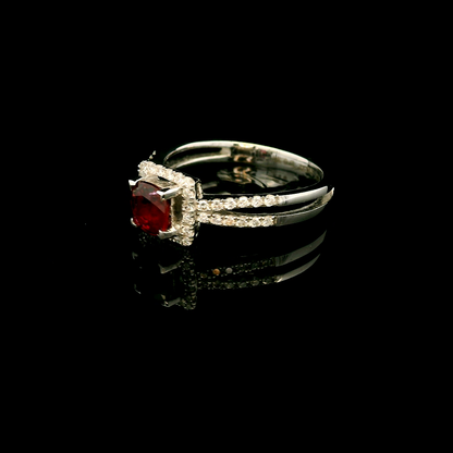 18K金紅寶石戒指 / 18K White Gold Ruby & Diamond Ring
