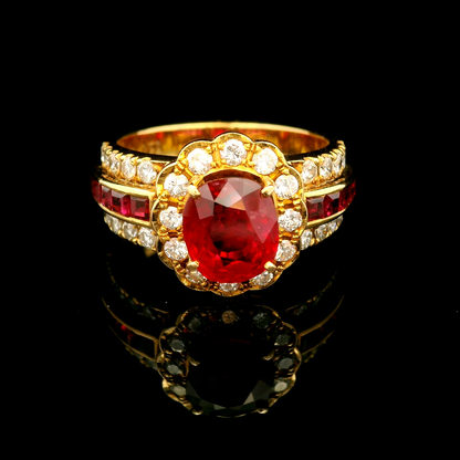 18K金紅寶石戒指 / 18K Yellow Gold Ruby & Diamond Ring