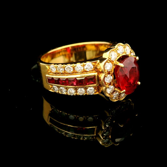 18K金紅寶石戒指 / 18K Yellow Gold Ruby & Diamond Ring