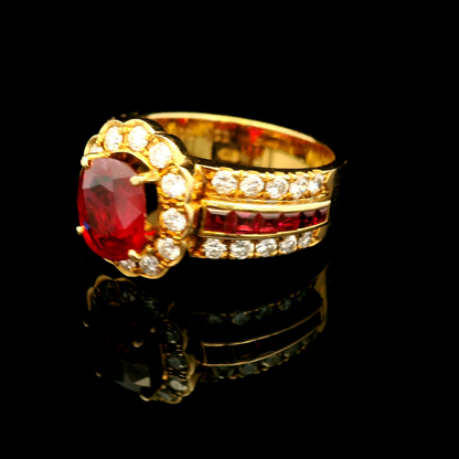 18K金紅寶石戒指 / 18K Yellow Gold Ruby & Diamond Ring