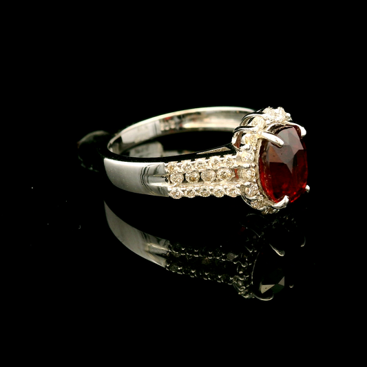 18K金紅寶石戒指 / 18K White Gold Ruby & Diamond Ring