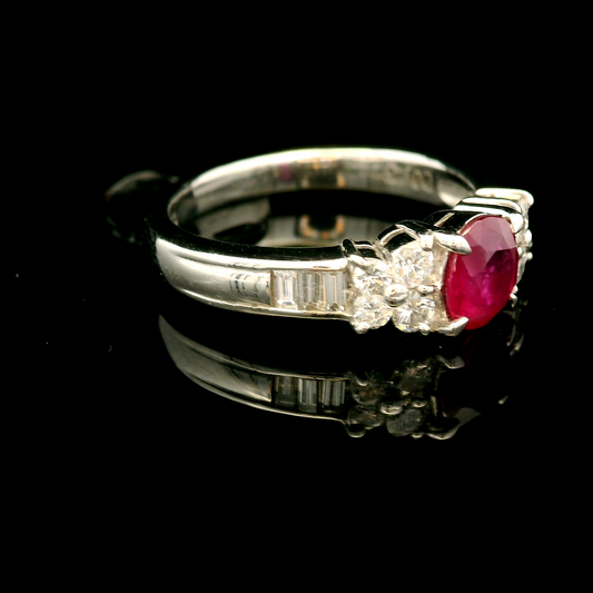 18K金紅寶石戒指 / 18K White Gold Ruby & Diamond Ring