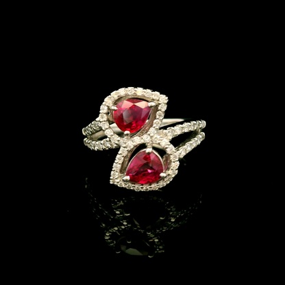 18K金紅寶石戒指 / 18K White Gold Ruby & Diamond Ring