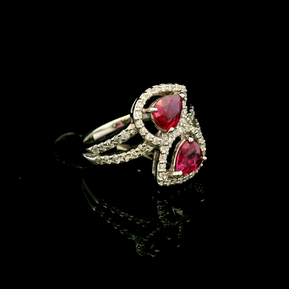 18K金紅寶石戒指 / 18K White Gold Ruby & Diamond Ring