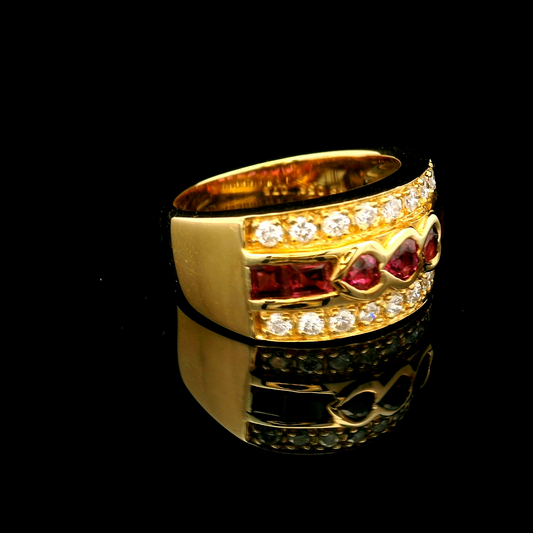 18K金紅寶石戒指 / 18K Yellow Gold Ruby & Diamond Ring