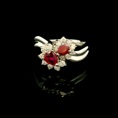 18K金紅寶石戒指 / 18K White Gold Ruby & Diamond Ring