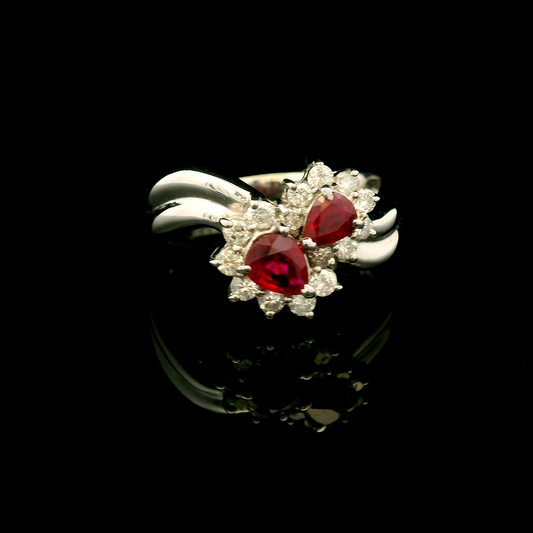 18K金紅寶石戒指 / 18K White Gold Ruby & Diamond Ring