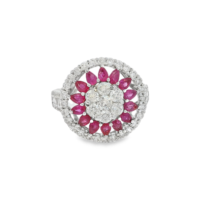18K金紅寶石戒指 / 18K White Gold Ruby & Diamond Ring