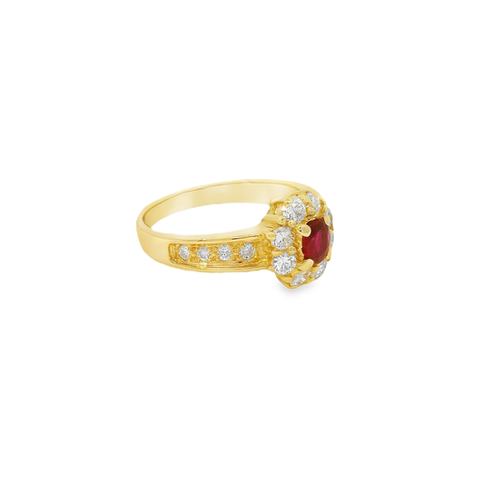 18K金紅寶石戒指 / 18K Yellow Gold Ruby & Diamond Ring