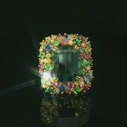 Exquisite Multicolored Gemstone Ring