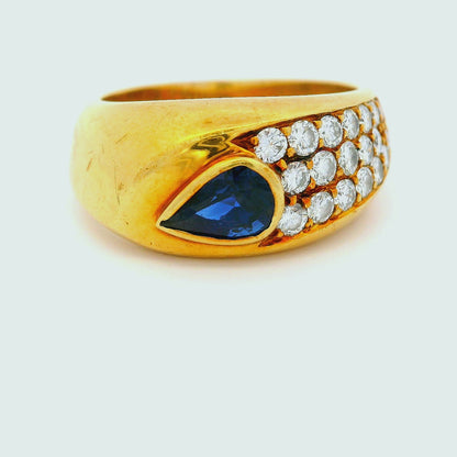 18K金藍寶石戒指 / 18K Yellow Gold Blue Sapphire & Diamond Ring