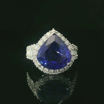 9卡水滴型坦桑石戒指/9ct Pear Tanzanite Diamond Ring