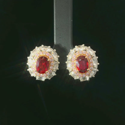 18K金紅寶石耳環 / 18K White Gold Ruby & Diamond Earrings