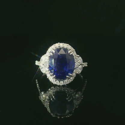 18K White Gold Blue Sapphire Ring