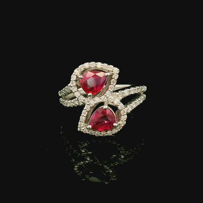 18K金紅寶石戒指 / 18K White Gold Ruby & Diamond Ring