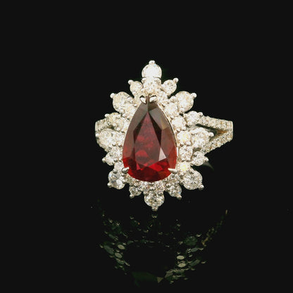 18K金紅寶石戒指 / 18K White Gold Ruby & Diamond Ring