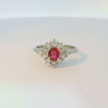 18K金紅寶石戒指 / 18K White Gold Ruby & Diamond Ring