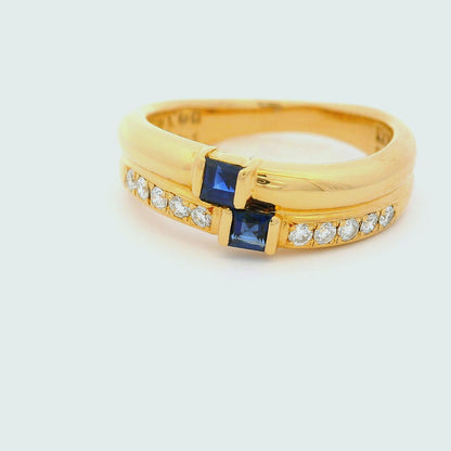 18K金藍寶石戒指 / 18K Yellow Gold Blue Sapphire & Diamond Ring