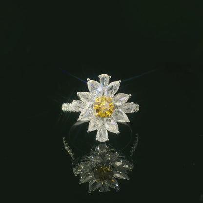 Exquisite Diamond Flower Ring