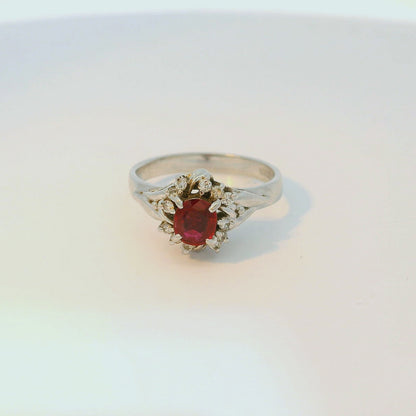 18K金紅寶石戒指 / 18K White Gold Ruby & Diamond Ring