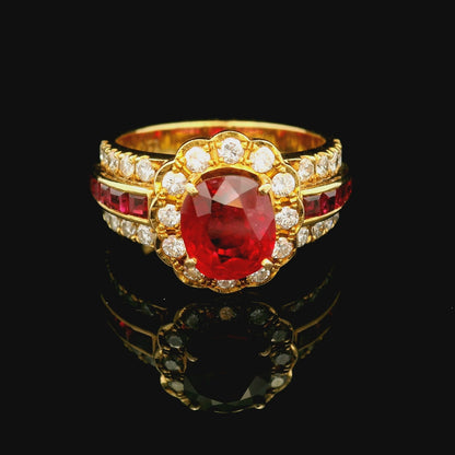 18K金紅寶石戒指 / 18K Yellow Gold Ruby & Diamond Ring
